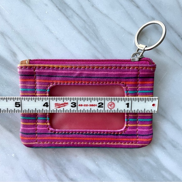 Fossil•Key~Per•Zip-Top ID Case•“Colorful”~Berry Toned Stripes•Laminated Canvas🌼 - Picture 8 of 12